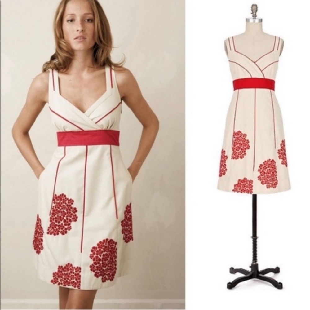 Anthropologie Floreat Coral Way Dress